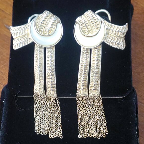 RARE! Erté Dangle Nocturne Chain Limited Signed #7/500 Sterling Earrings 925